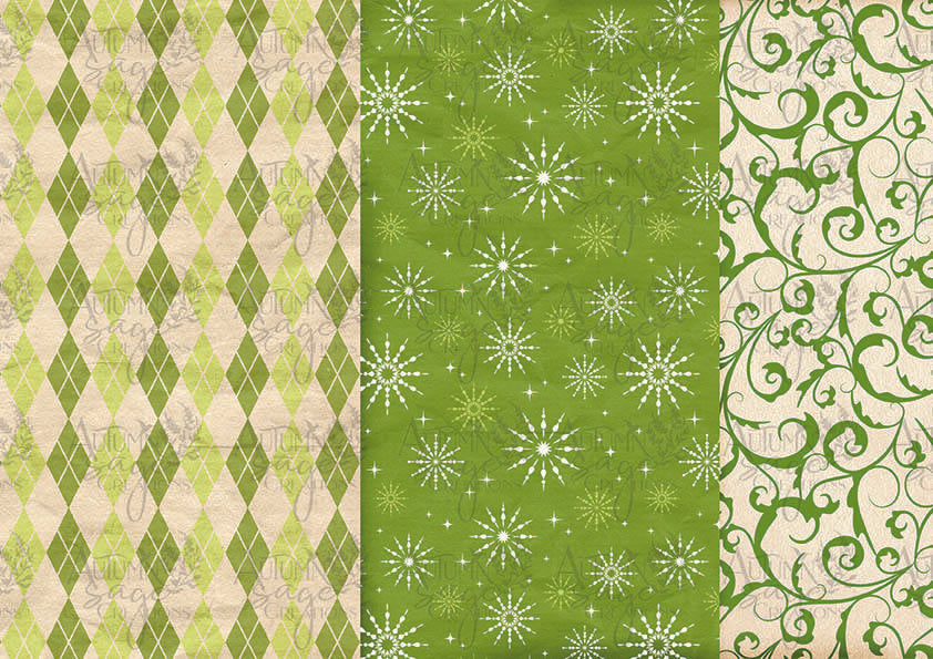 Holiday Greens Checks A4 Decoupage Paper