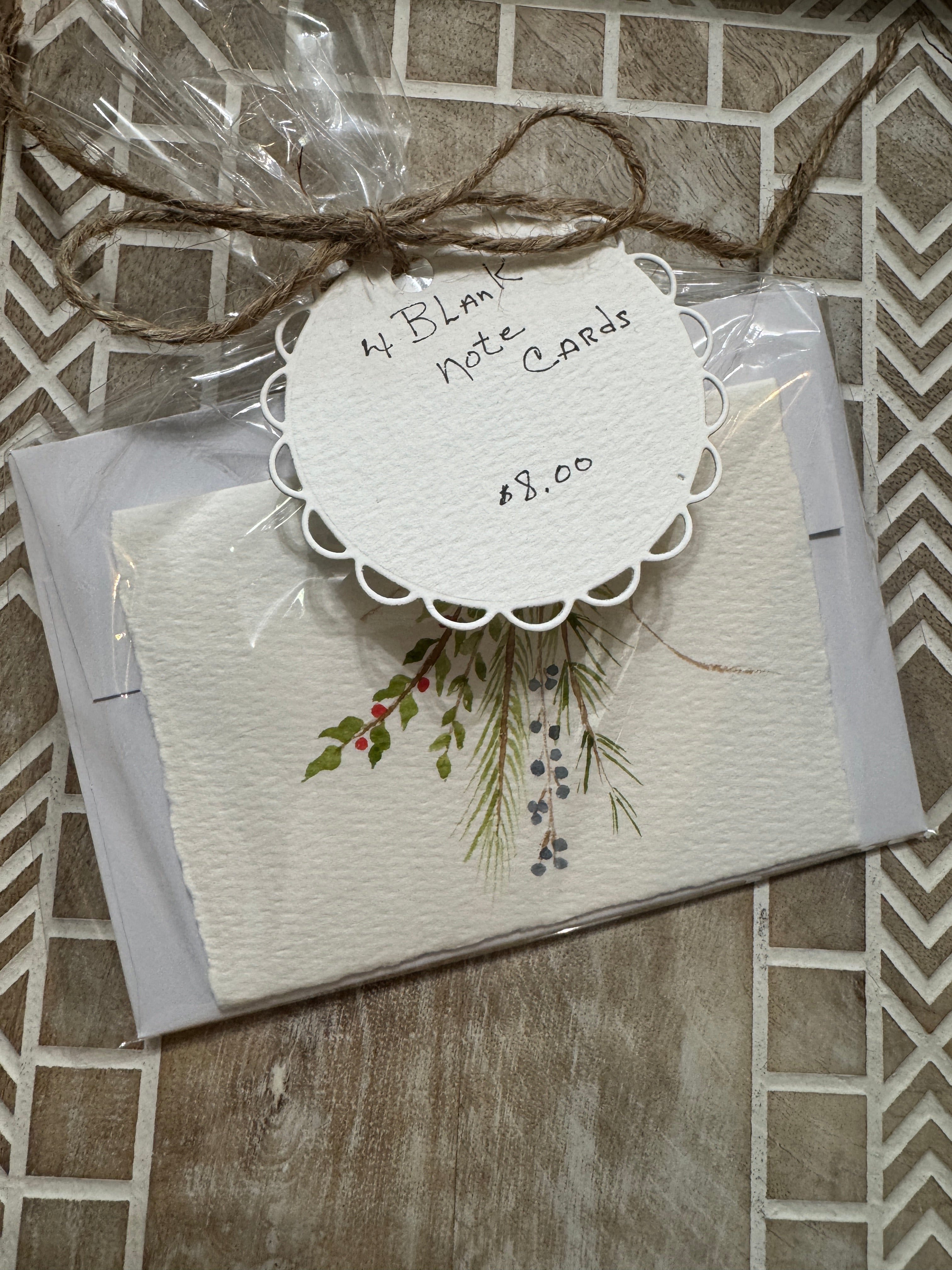 4 Blank Note Cards - Hand-painted