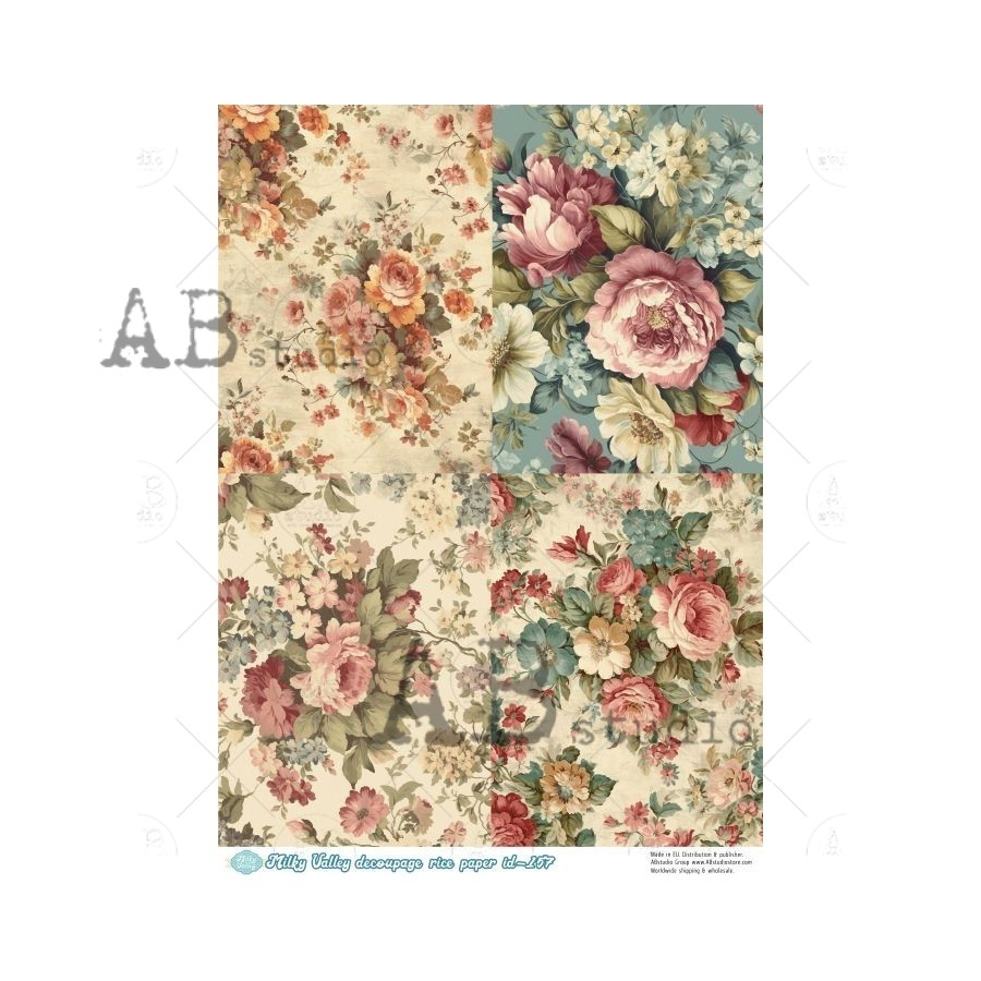 Neutral Flower Cards by Milky Valley 157 Decoupage Rice Paper A4