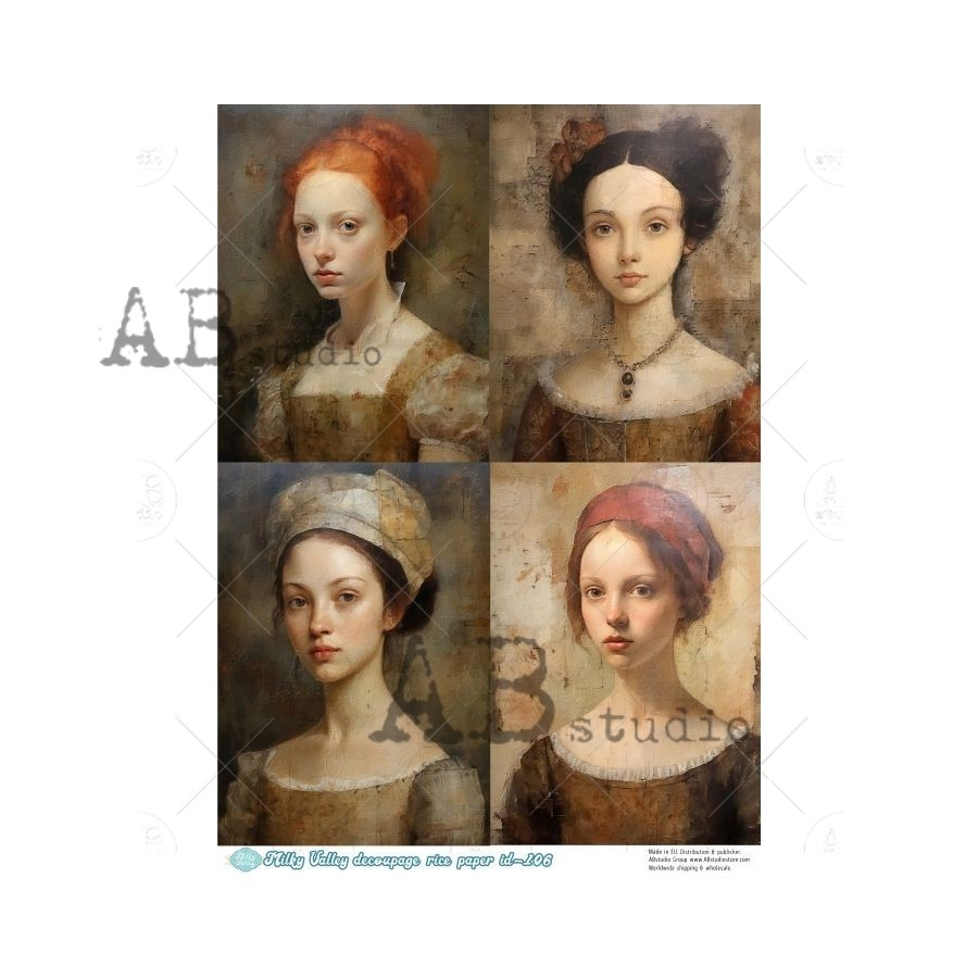 Serene Lady Cards by Milky Valley 106 Decoupage Rice Paper A4