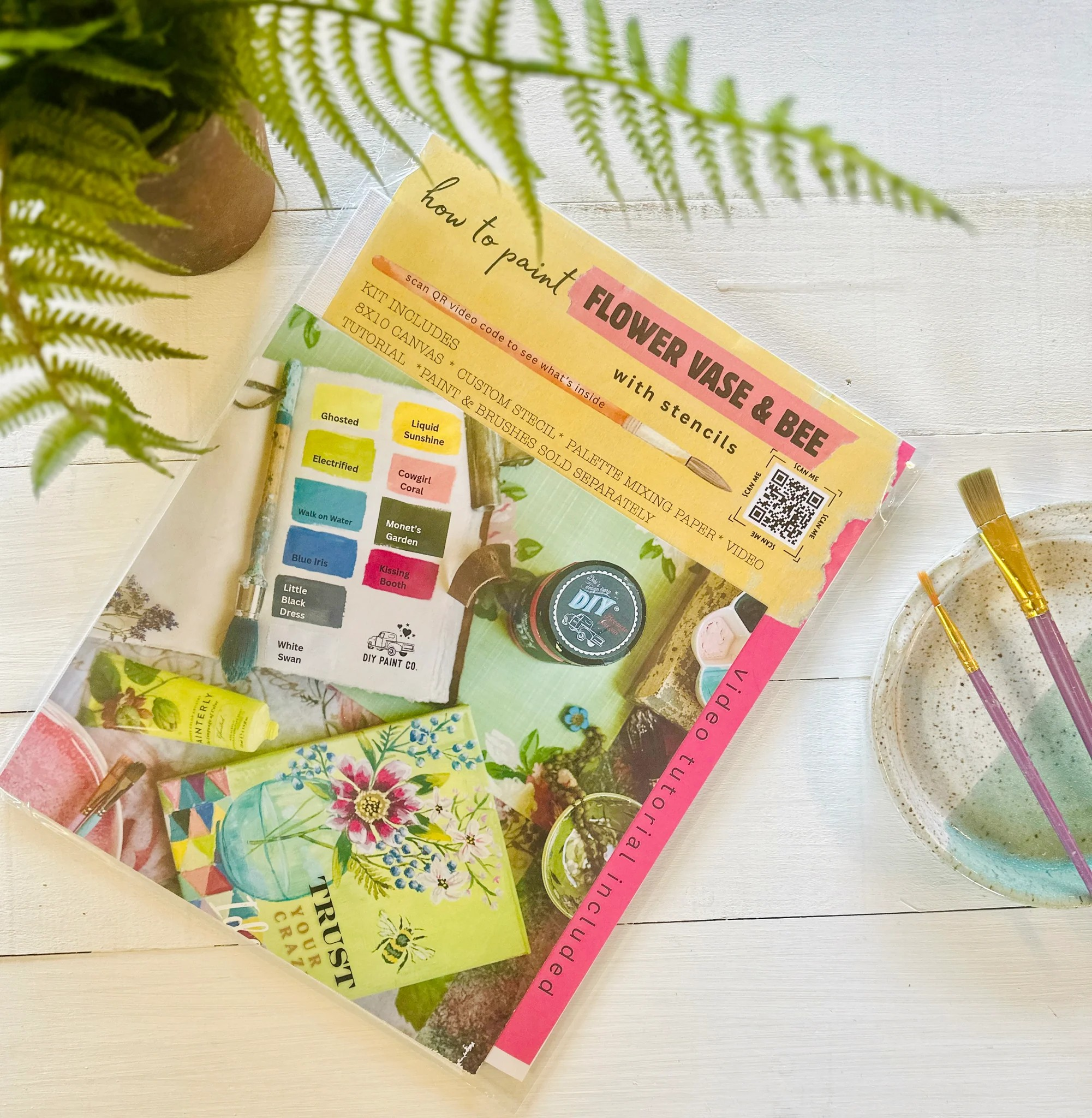Paint by Stencil Vase of Flowers & Bee - Stencil and Paint Kit