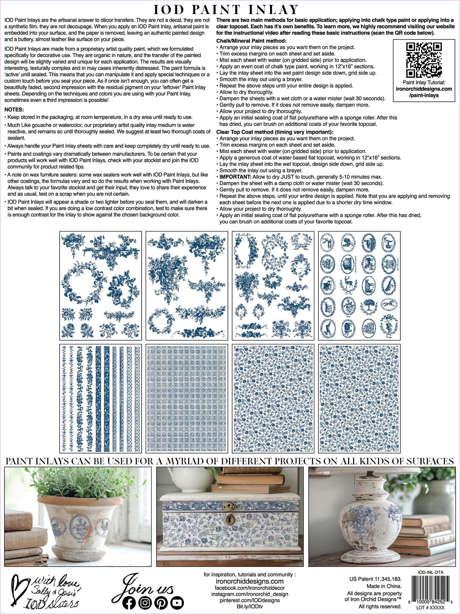 Delft Traditions - Azure - IOD PAINT INLAY 12×16 PAD™