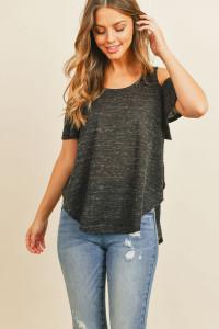 BLACK COLD SHOULDER TOP