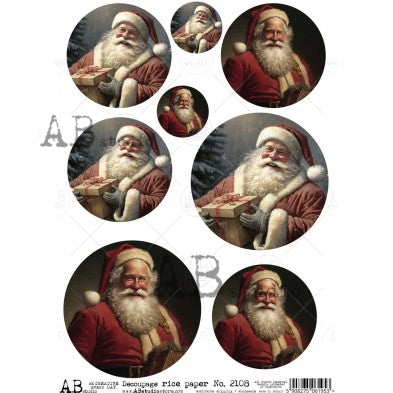 No. 2108 Santa Circles Decoupage Rice Paper A4 by AB Studio