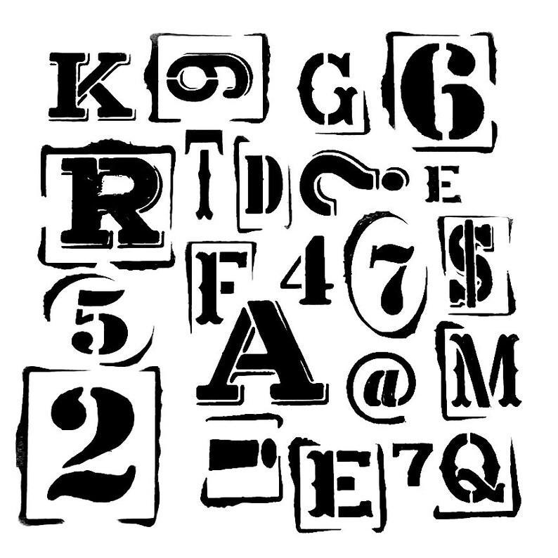 Roycycled Numbers stencil 12x12
