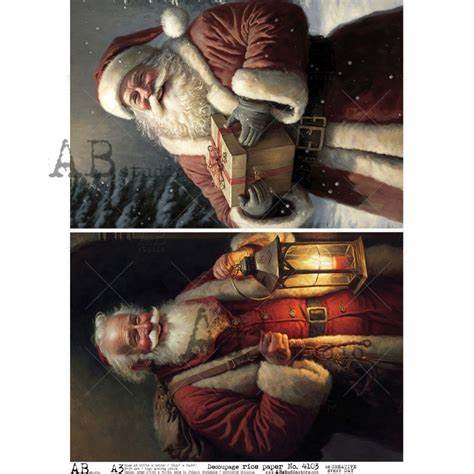 No. 4103 Santa Cards Decoupage Rice Paper A3 by AB Studio