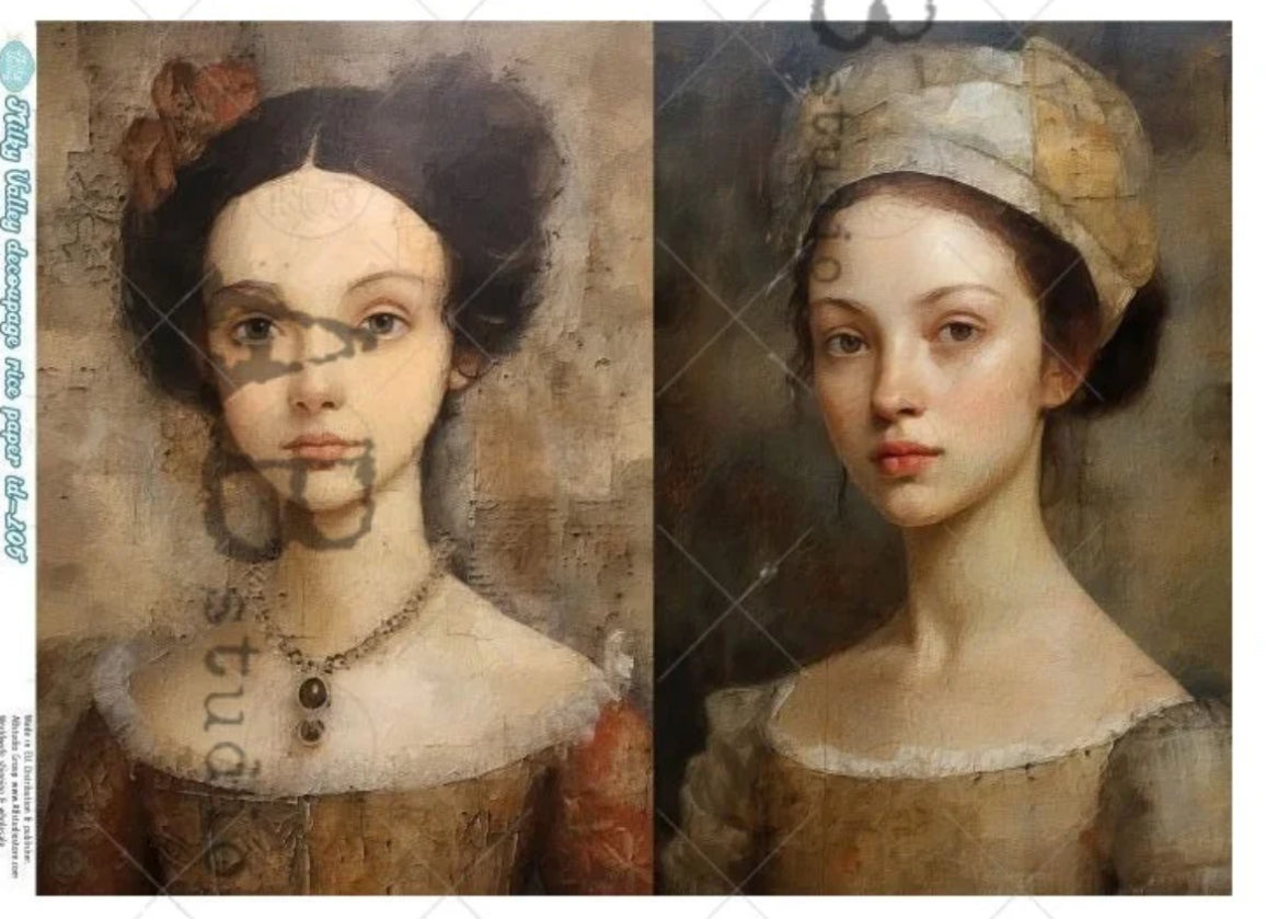 Two Serene Ladies by Milky Valley 105 Decoupage Rice Paper A4