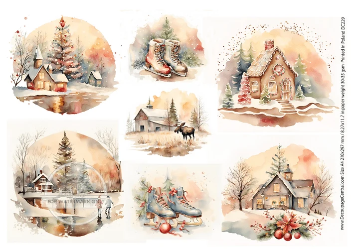 DC229 Christmas Whimsy A4 Rice Paper