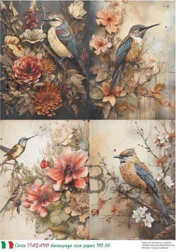 In Flight Birds Carte Italiano 96 Decoupage Rice Paper A4 by AB Studio