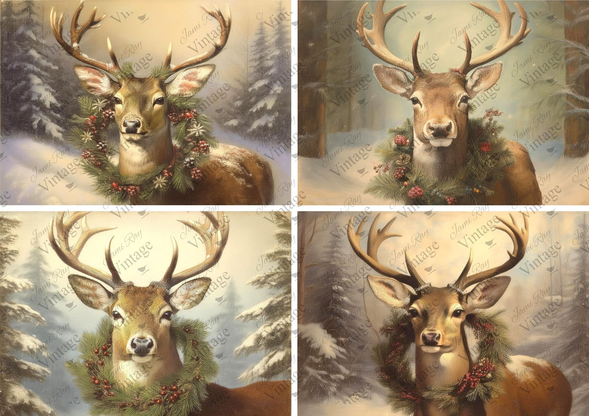 Holiday Deer JRV A4 Rice paper
