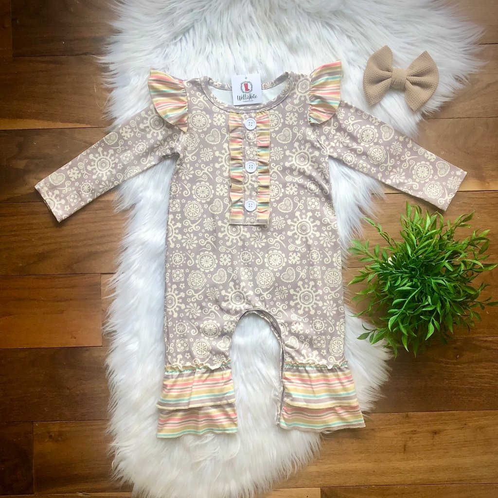 Muted Rainbow Stripes Infant Romper by Wellie Kate