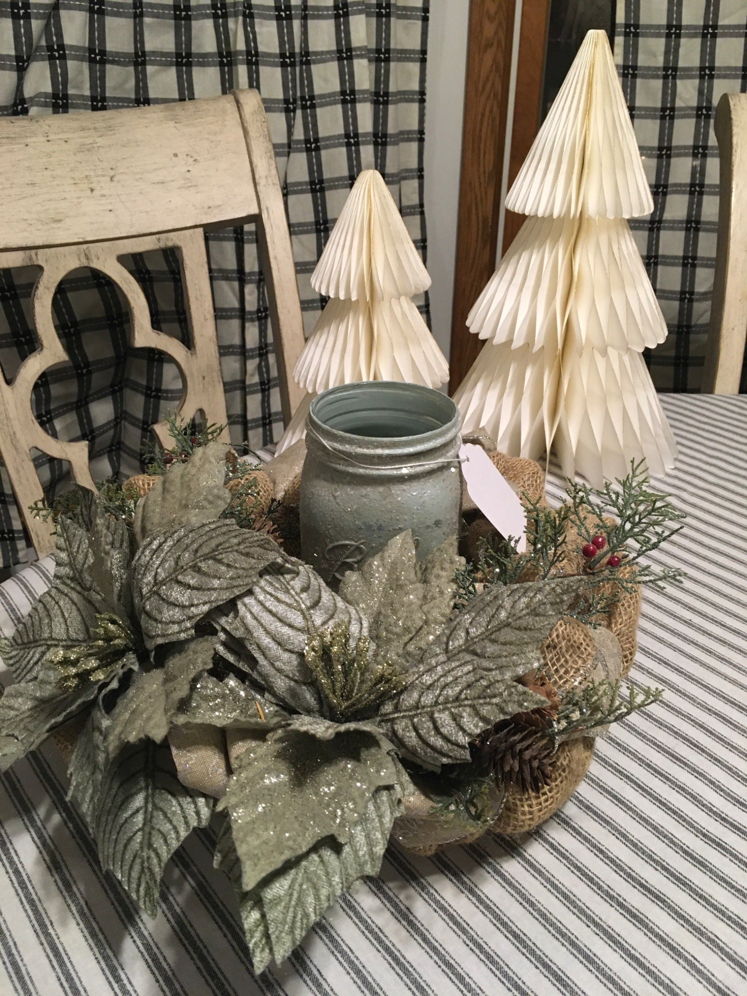 Burlap and ribbon candle ring - 1