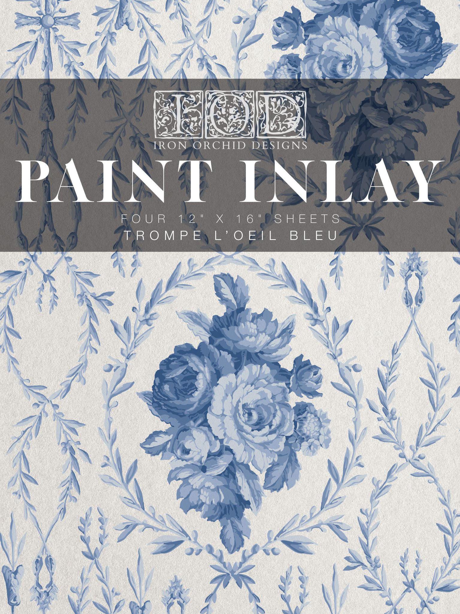 Trompe L'oeil Bleu IOD PAINT INLAY 12×16 PAD™