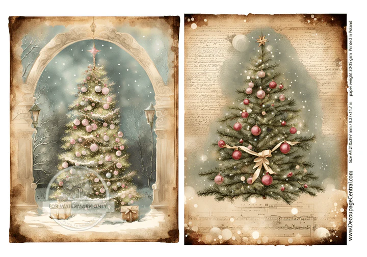 DC124 Christmas Tree A4 Rice Paper