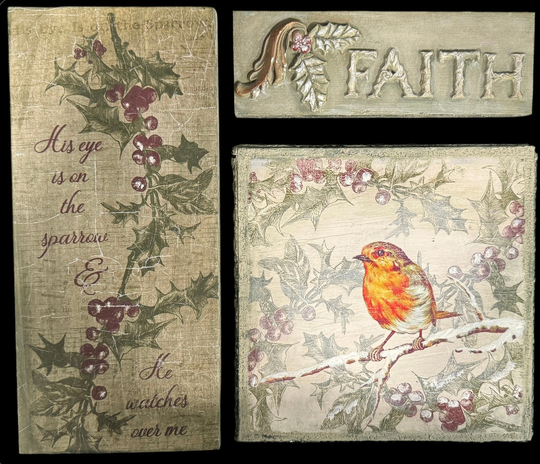 His Eye is On the Sparrow- 3pc wall art