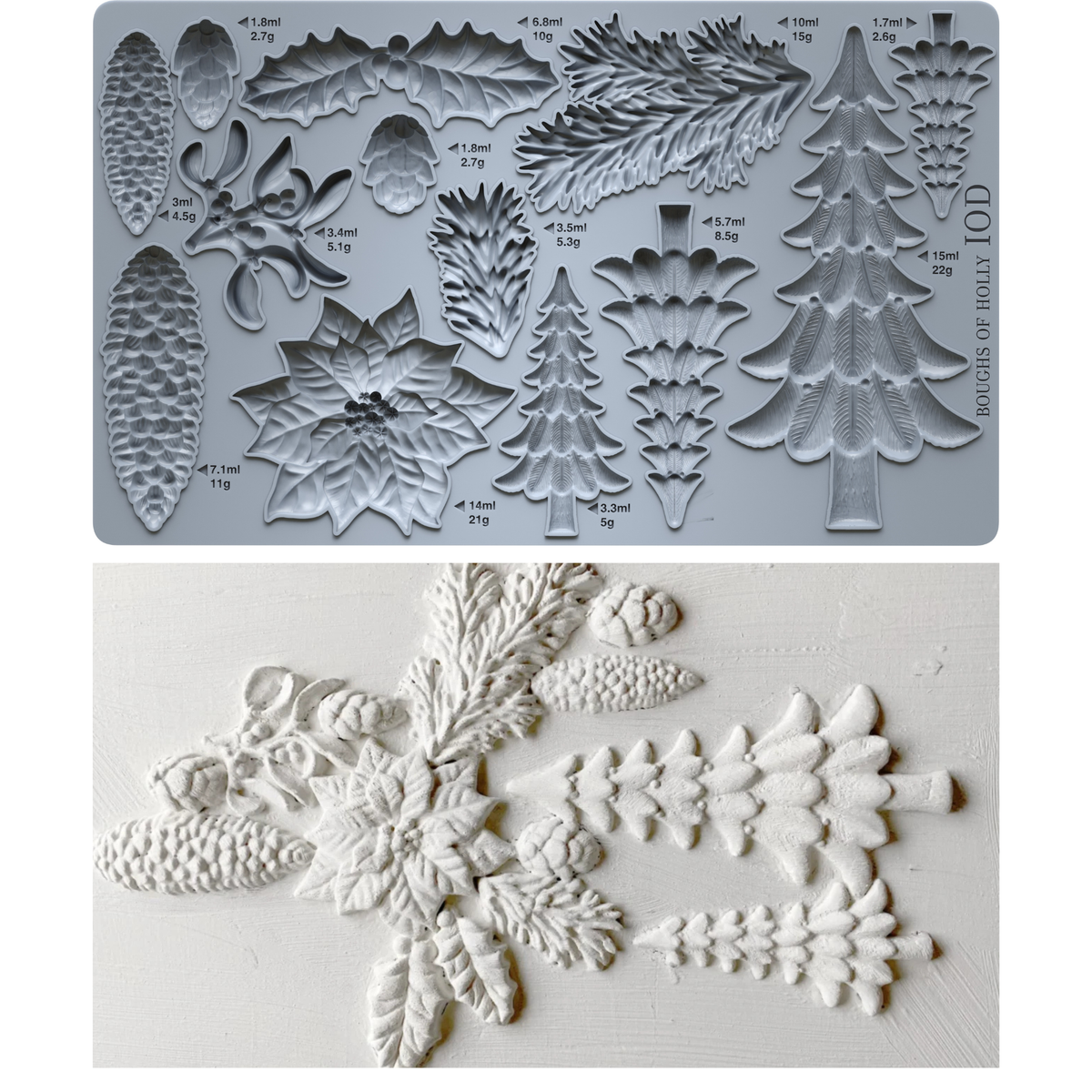 Boughs of Holly 6x10 IOD Decor Mould™