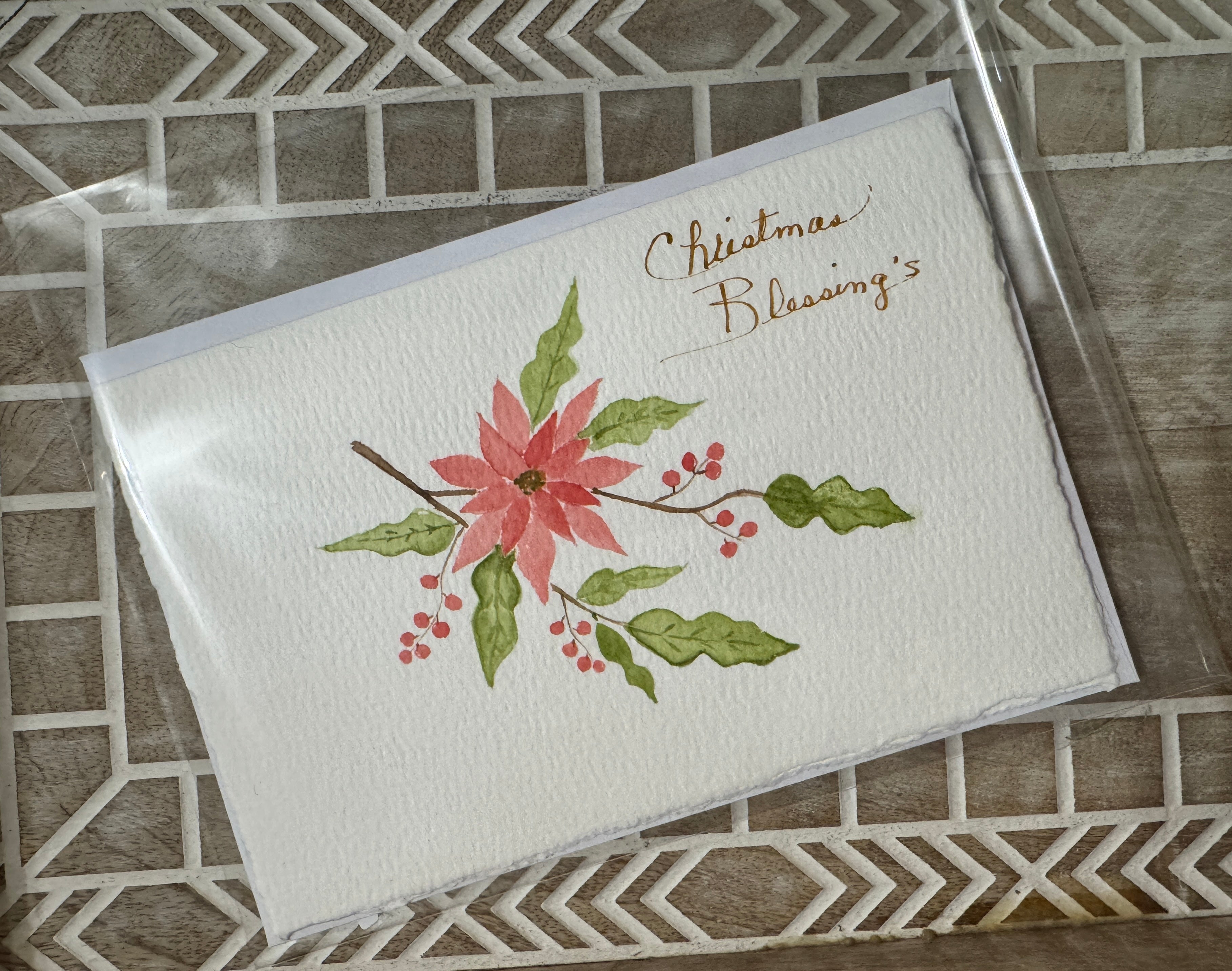 Christmas Blessings - Hand-painted Card