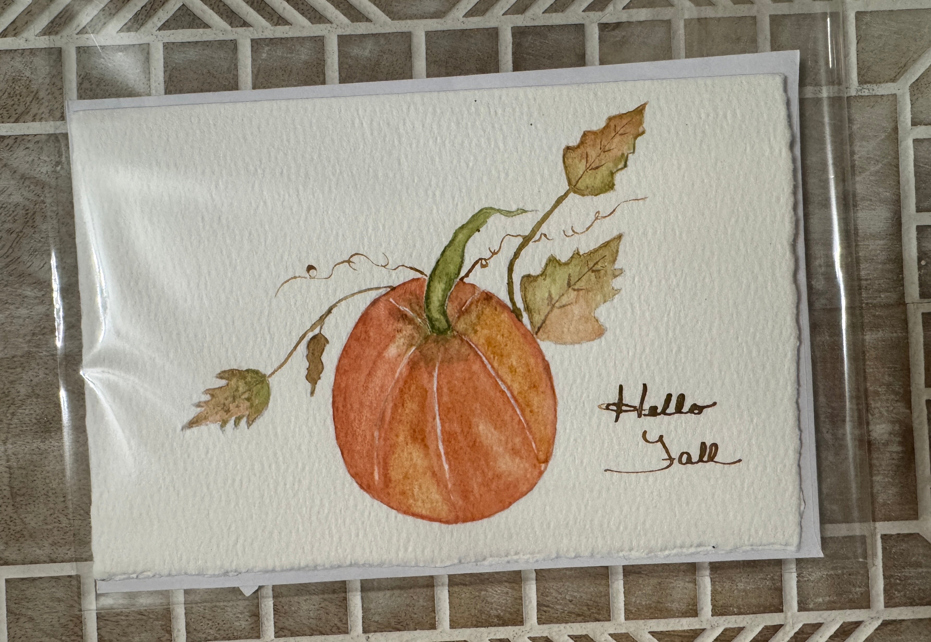 Hello Fall - Hand-painted Card