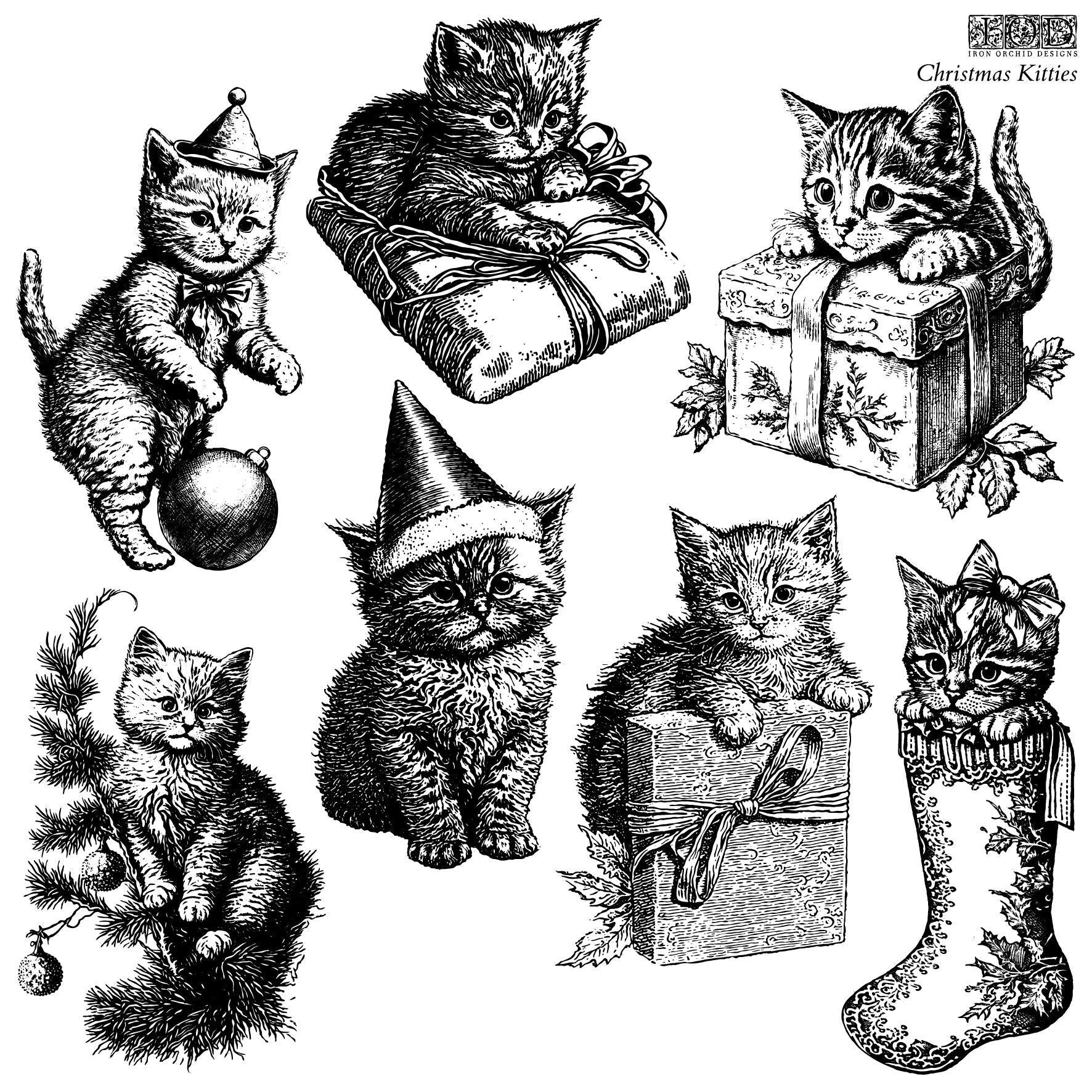 Christmas Kitties 12x12 IOD Stamp™ Retired*