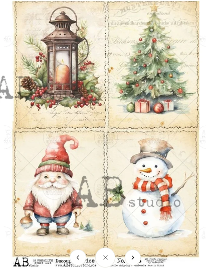 No. 5756 Delightful Winter Cards Decoupage Rice Paper A4 by AB Studio