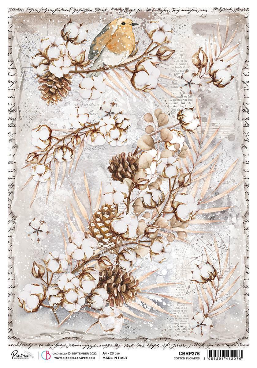 Cotton Flowers A4 Rice Paper By CIAO BELLA 276