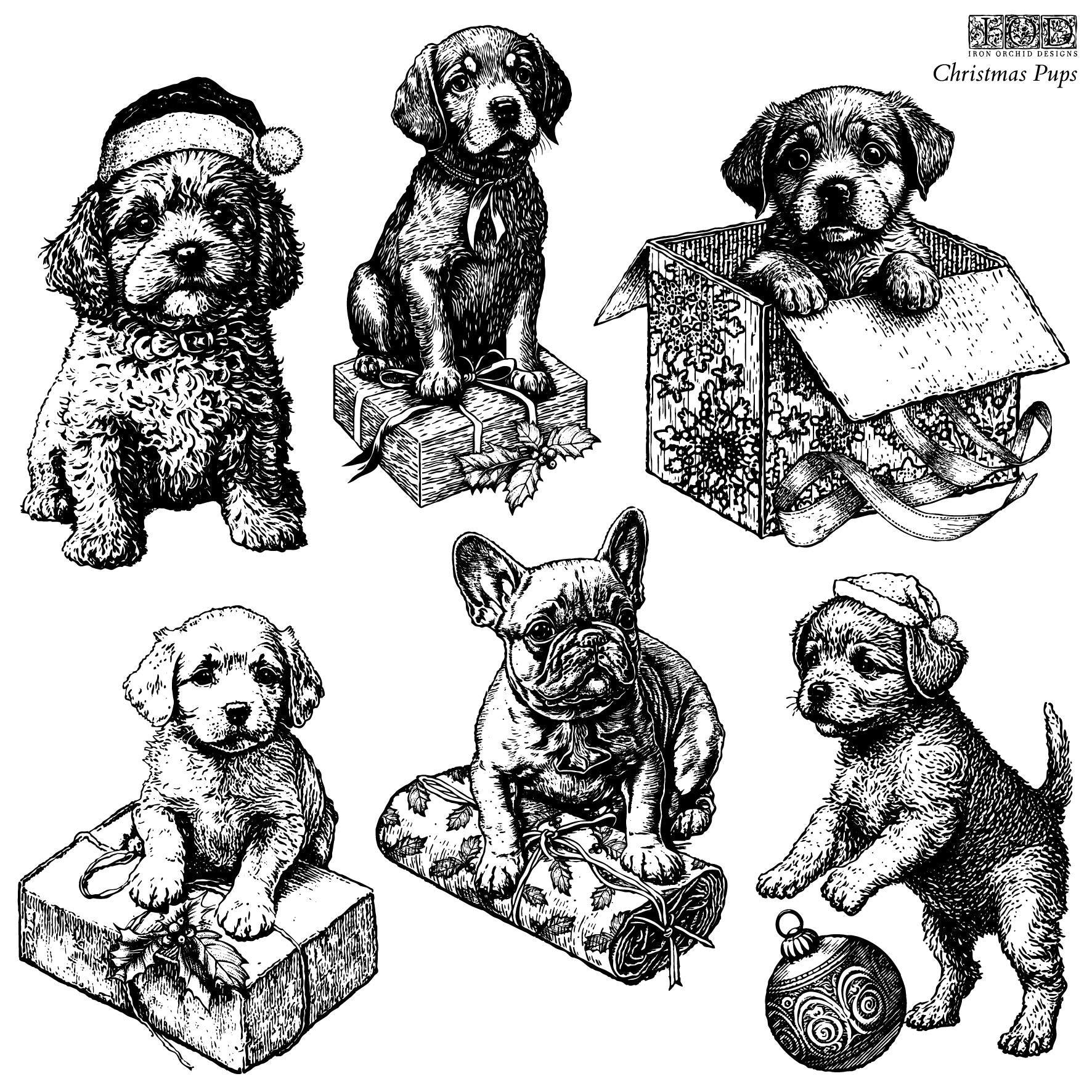 Christmas Pups 12x12 IOD Stamp™ Retired*
