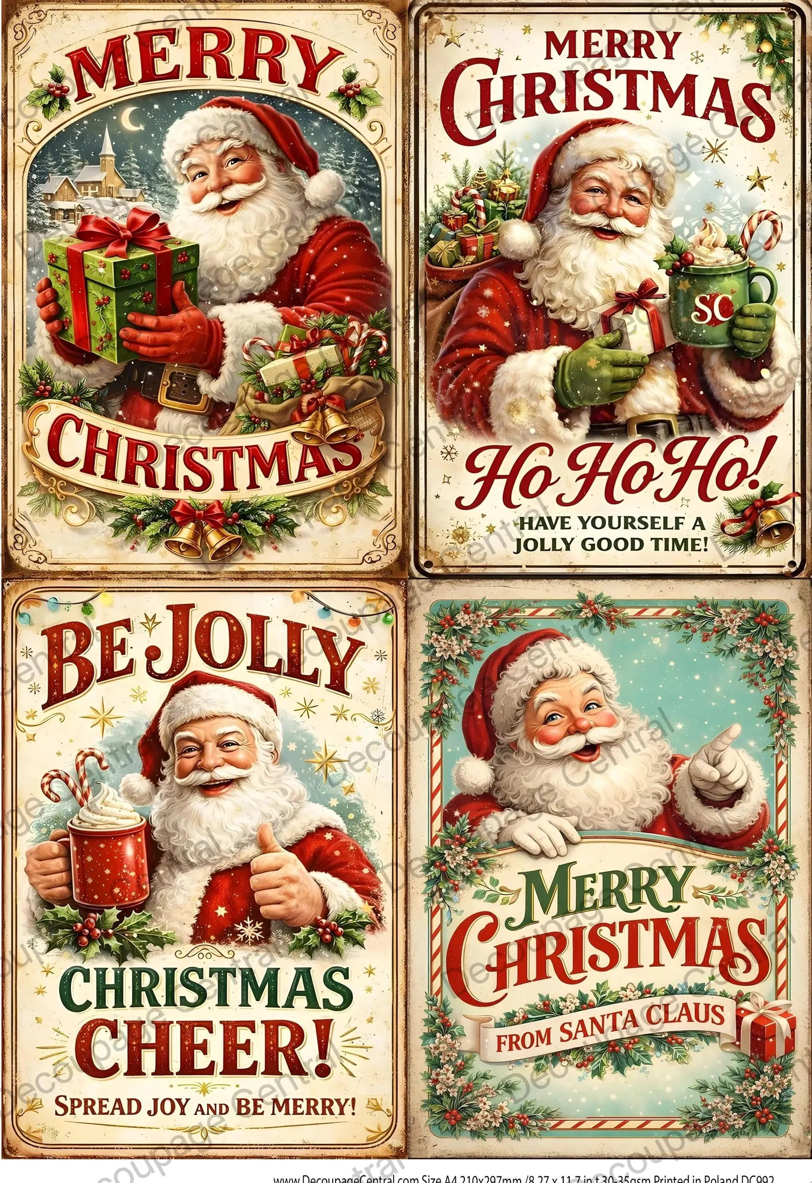 DC992 Santa’s Christmas Cheer Collection A4 Rice Paper