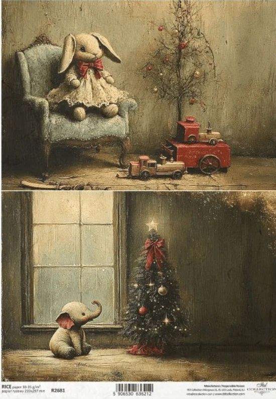 R2681 Christmas Elephant ITD Rice Paper A4