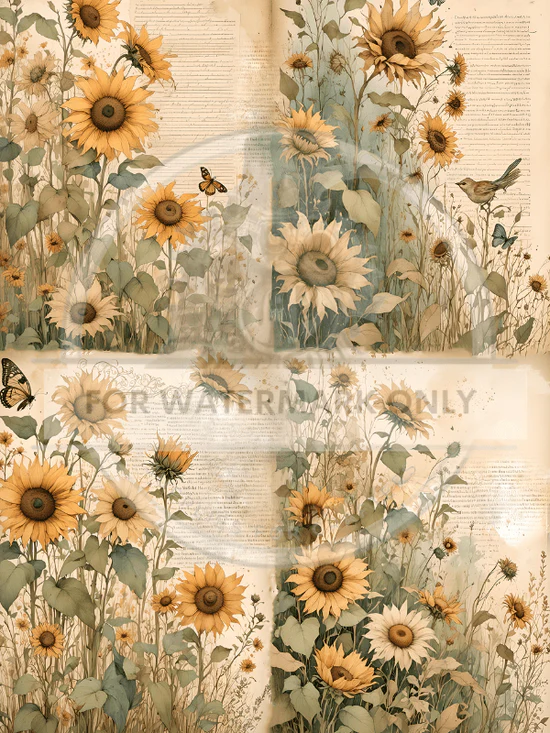 DC640 - Sunflower Dreamin Quad A4 Rice Paper