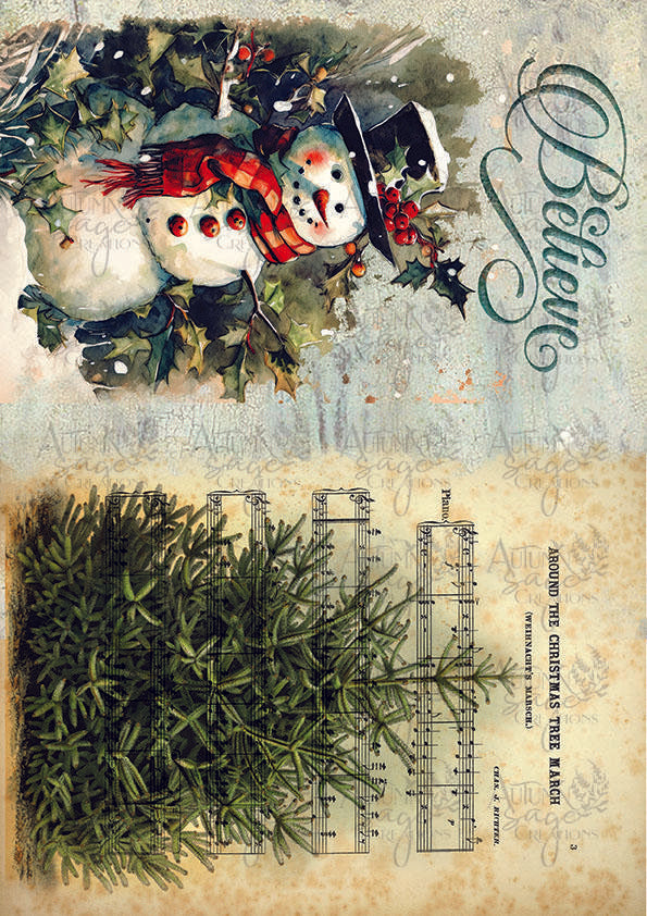 Winter Cards A4 Decoupage Paper by Autumn Sage Creations