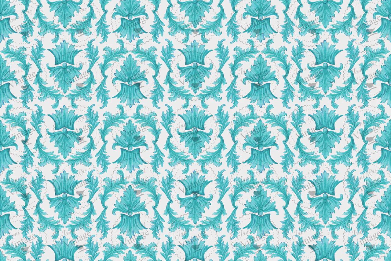 Teal Damask JRV Decoupage paper