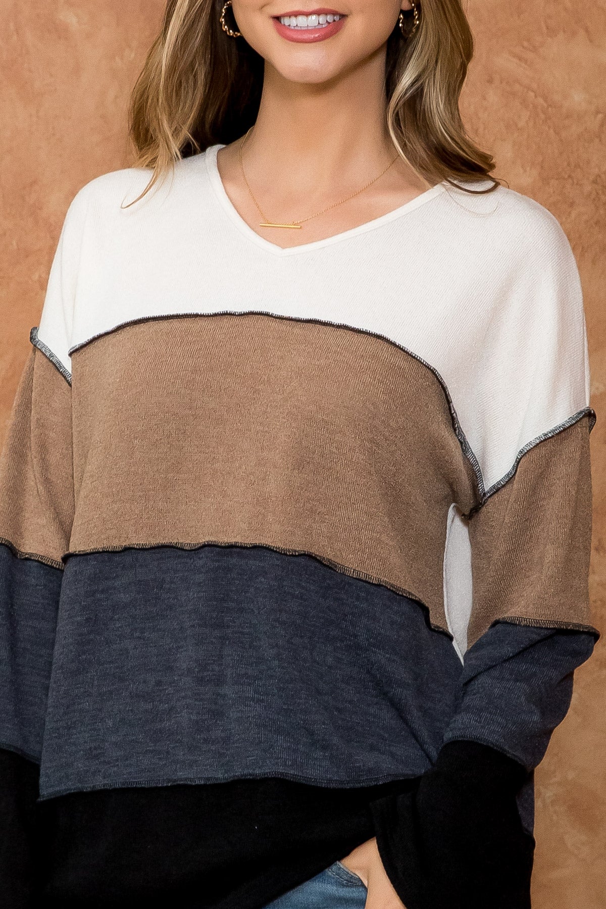 REVERSED COVERSTITCH COLOR BLOCK TOP