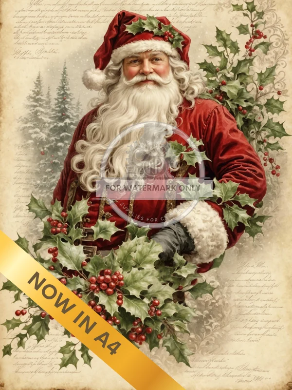 DC561 Holly Jolly Santa A4 Rice Paper