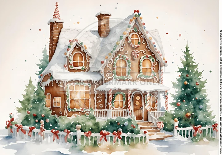 DC542 Gingerbread House A4 Rice Paper
