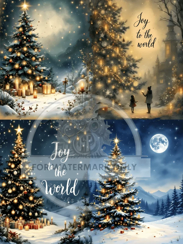 DC821 Joy to the World Christmas Quad A4 Rice Paper