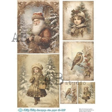 id-487 Victorian Christmas Milky Valley A4 Decoupage Rice Paper