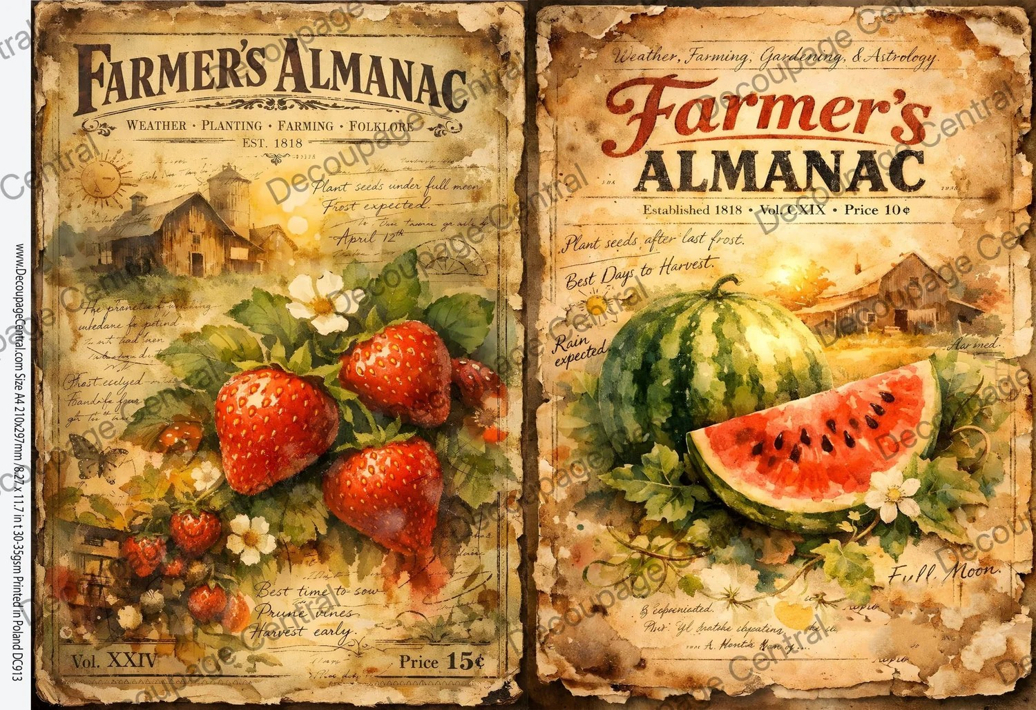 DC913 Strawberry and Melon Almanac Duo A4 Rice Paper