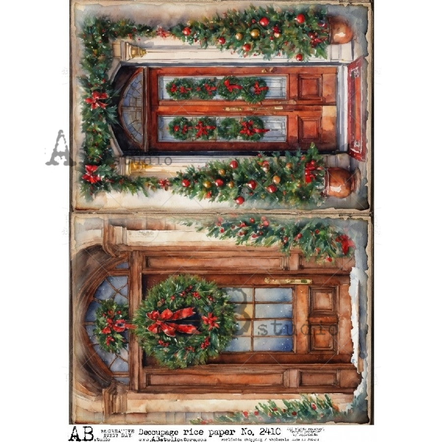 No. 2410 Decorated Doors Decoupage Rice Paper A4 by AB Studio