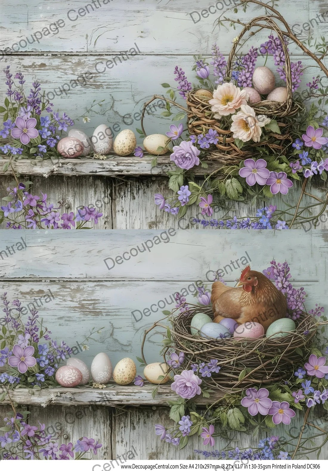 DC906 Cottage Egg Basket in Bloom Duo A4 Rice Paper