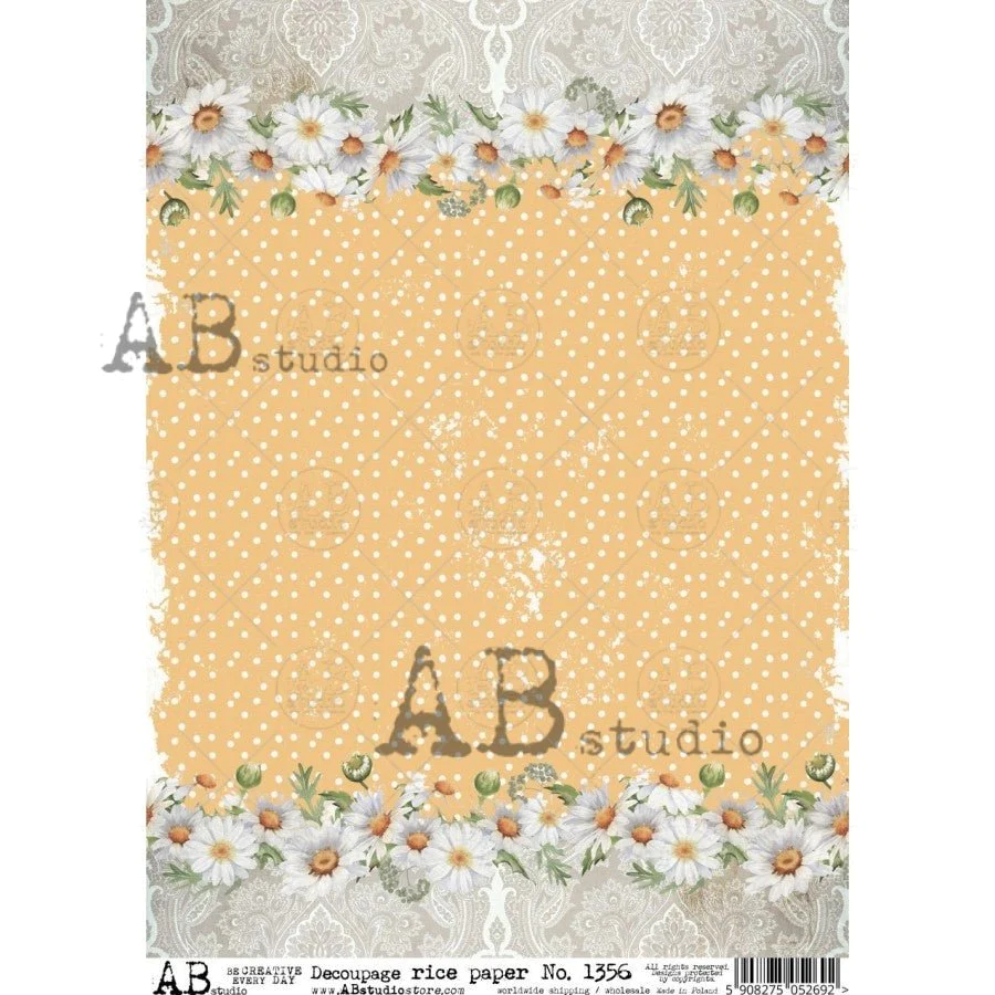 No. 1356 Borders and Polka Dots Decoupage Rice Paper A4 by AB Studio