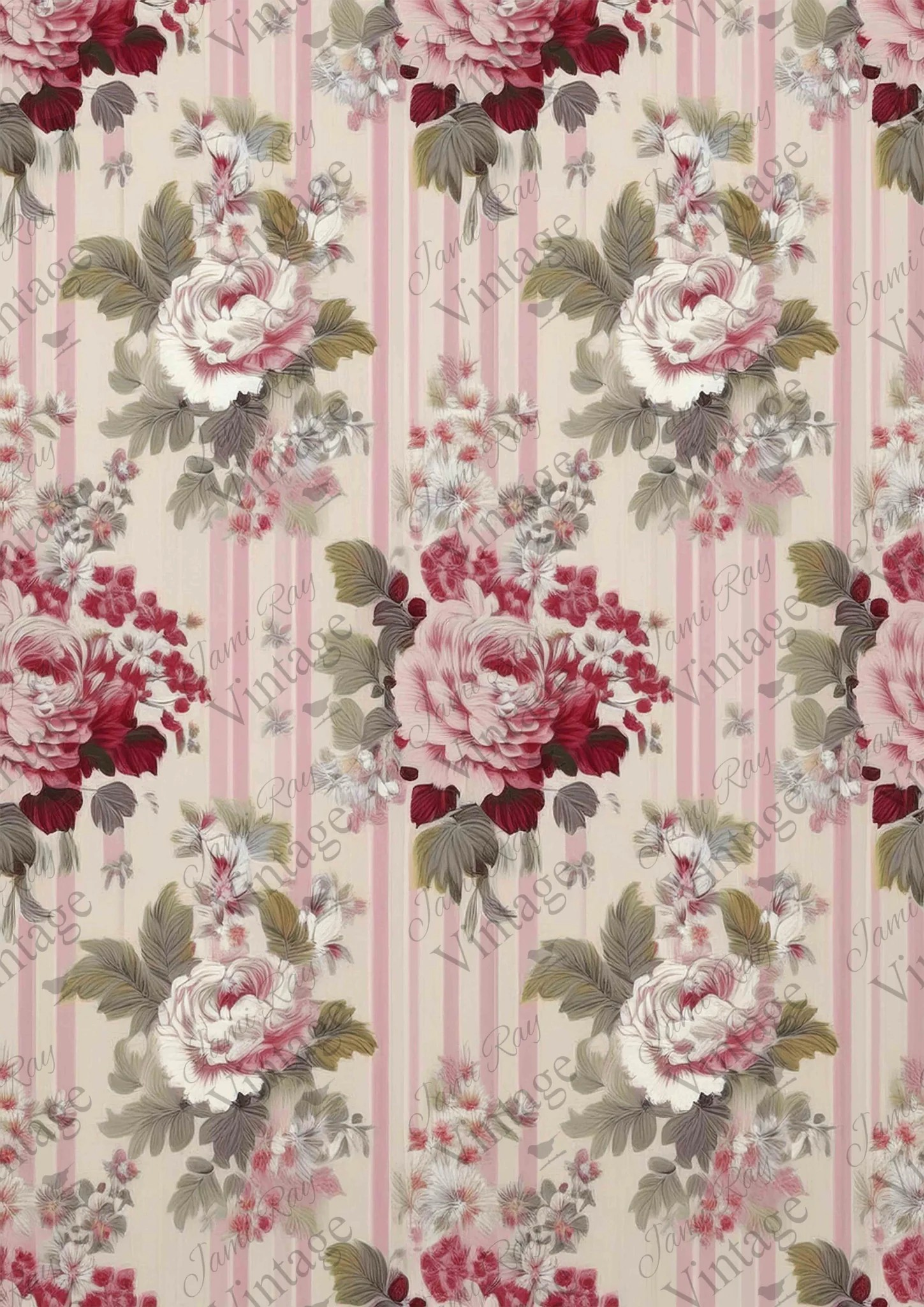 Pink Rose Wallpaper | JRV A4 Rice Paper - Preorder Due to Shipping Delay