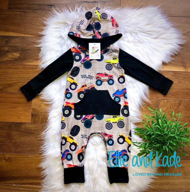 Monster Truck Hooded Infant Romper by TwoCan