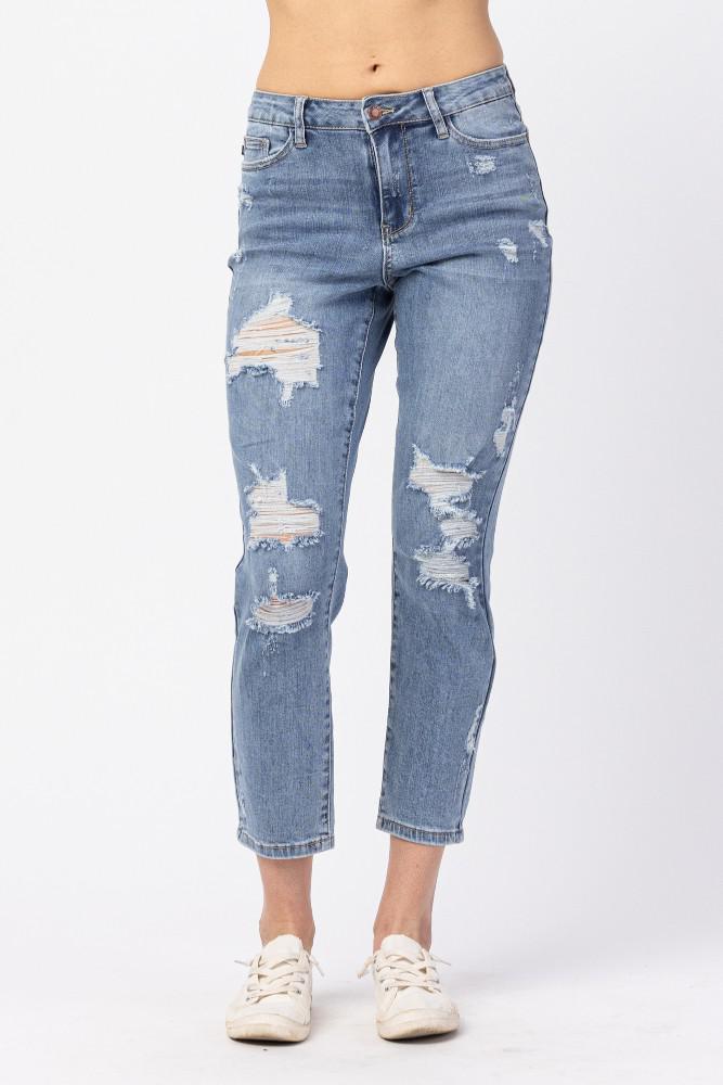 Hi-Waist Destroyed Boyfriend Judy Blue Jeans 82281