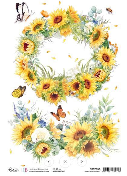 Sunflower Garland CBRP332 A4 Rice Paper by Ciao Bella Copy