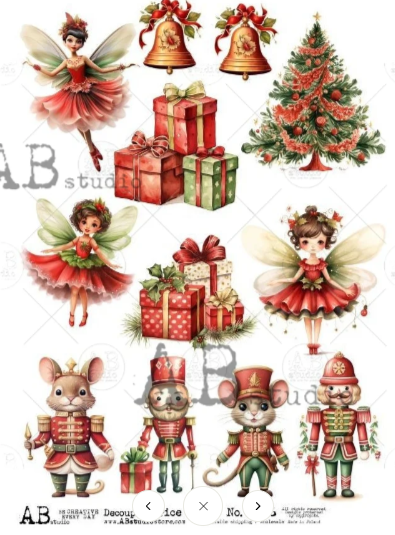 Item No. 5766 Christmas Labels Decoupage Rice Paper A4 by AB Studio