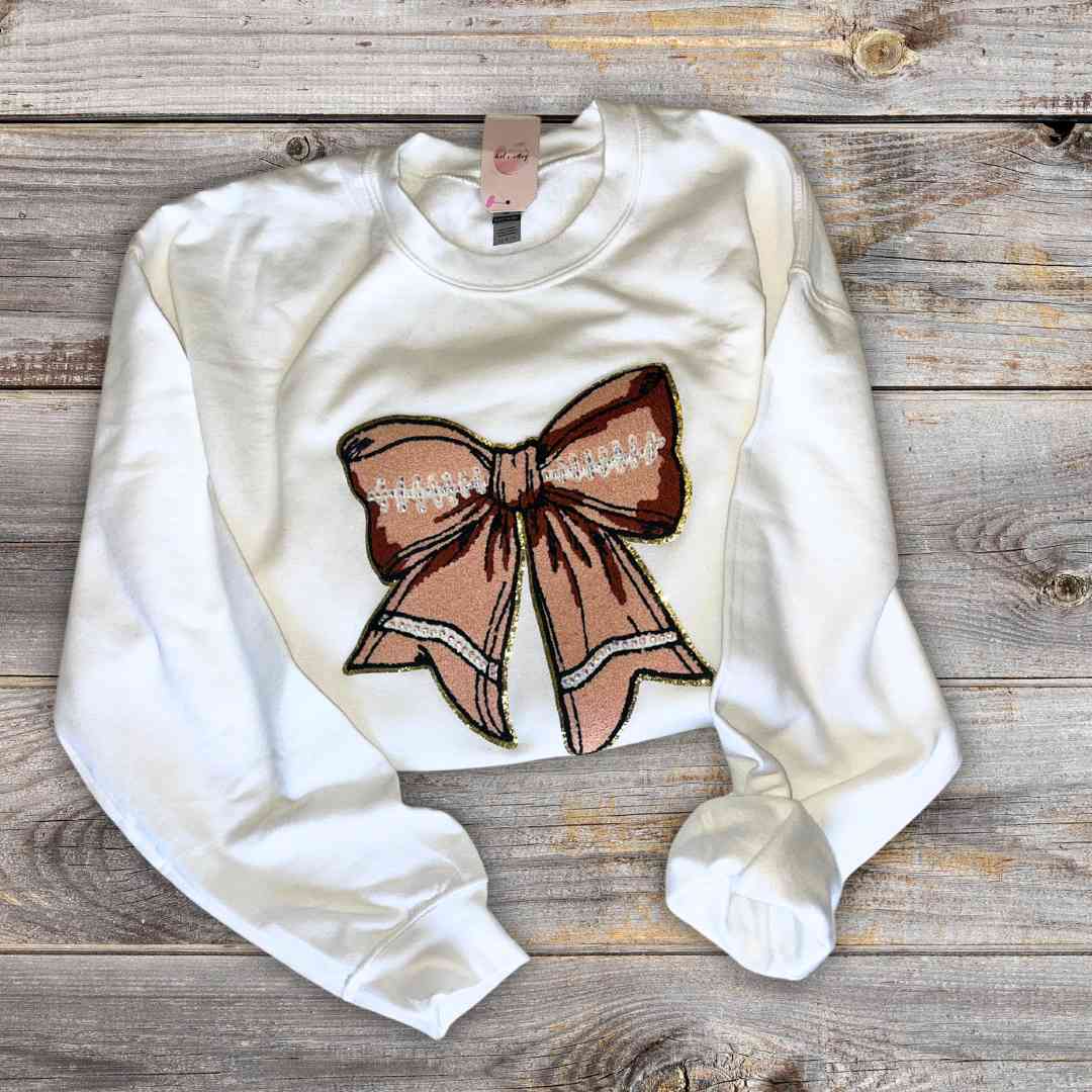 Girly Football Bow Crewneck Sweatshirt - 1