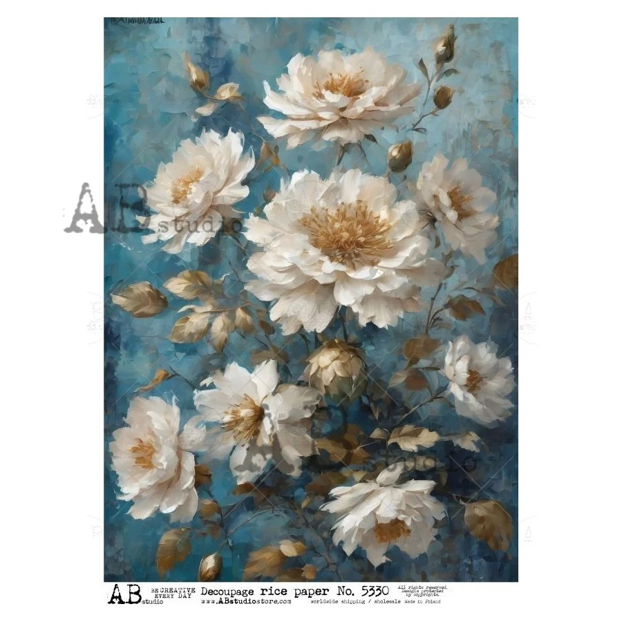 Item No. 5330 Blossoming FlowersDecoupage Rice Paper A4 by AB Studio