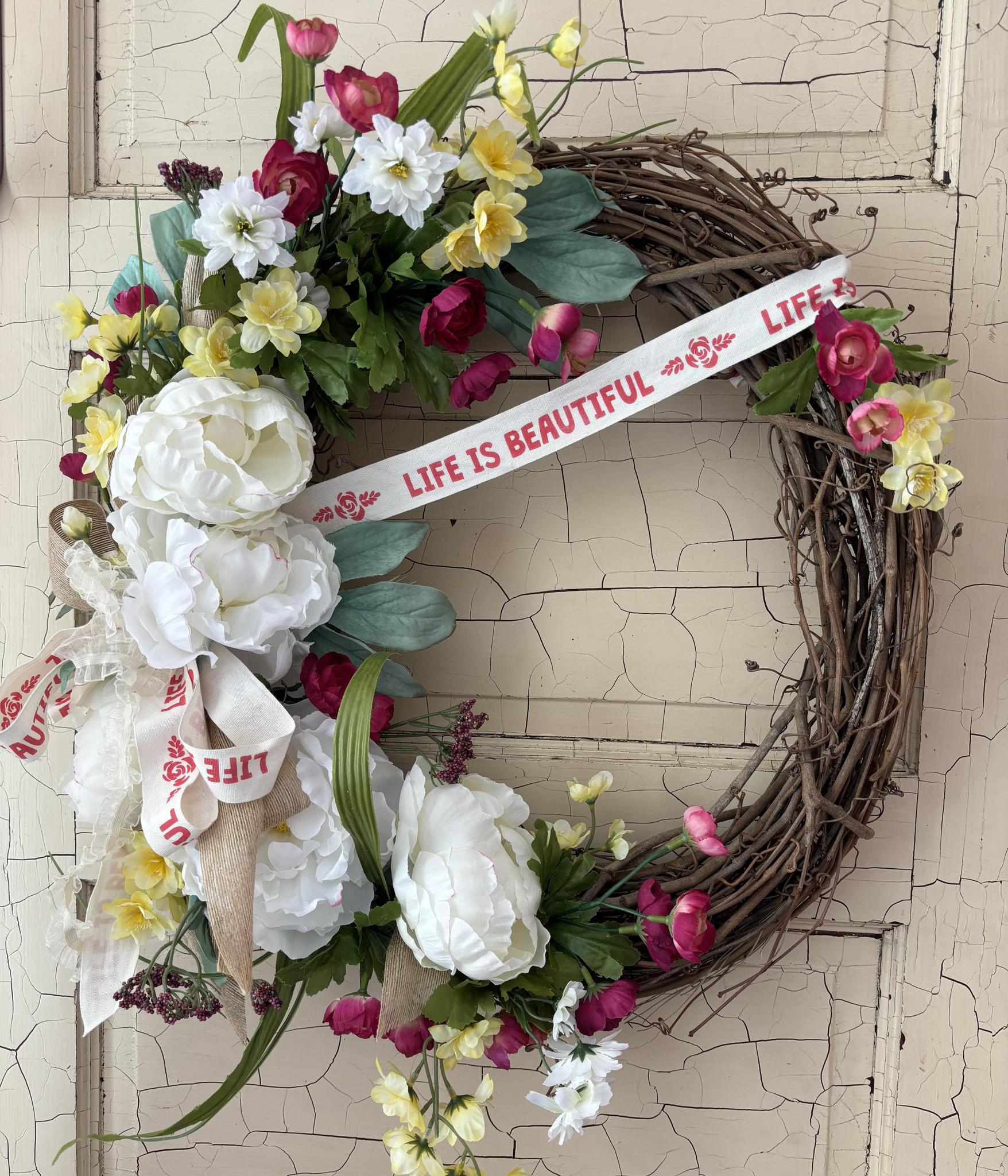 Life is beautiful grapevine wreath