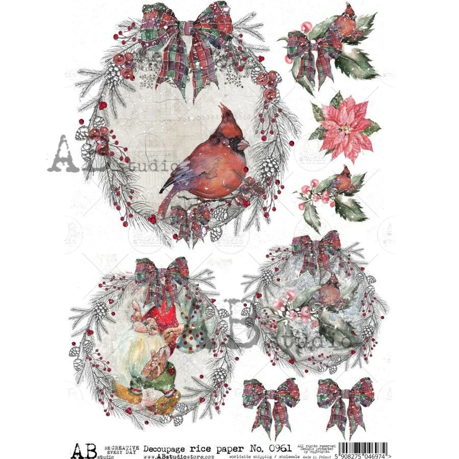 No. 0961 Merry Medallions Decoupage Rice Paper A4 Item by AB Studio