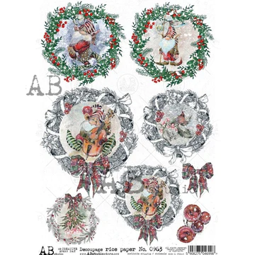 No. 0963 Wreath Medallions Decoupage Rice Paper A4 by AB Studio